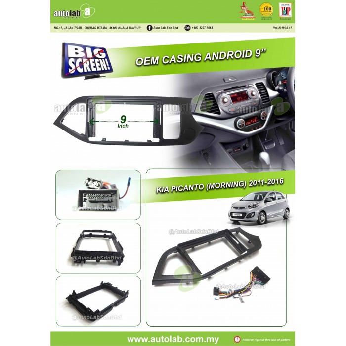 Big Screen Casing Android - Kia Picanto (Morning) 2011-2016 (9inch)